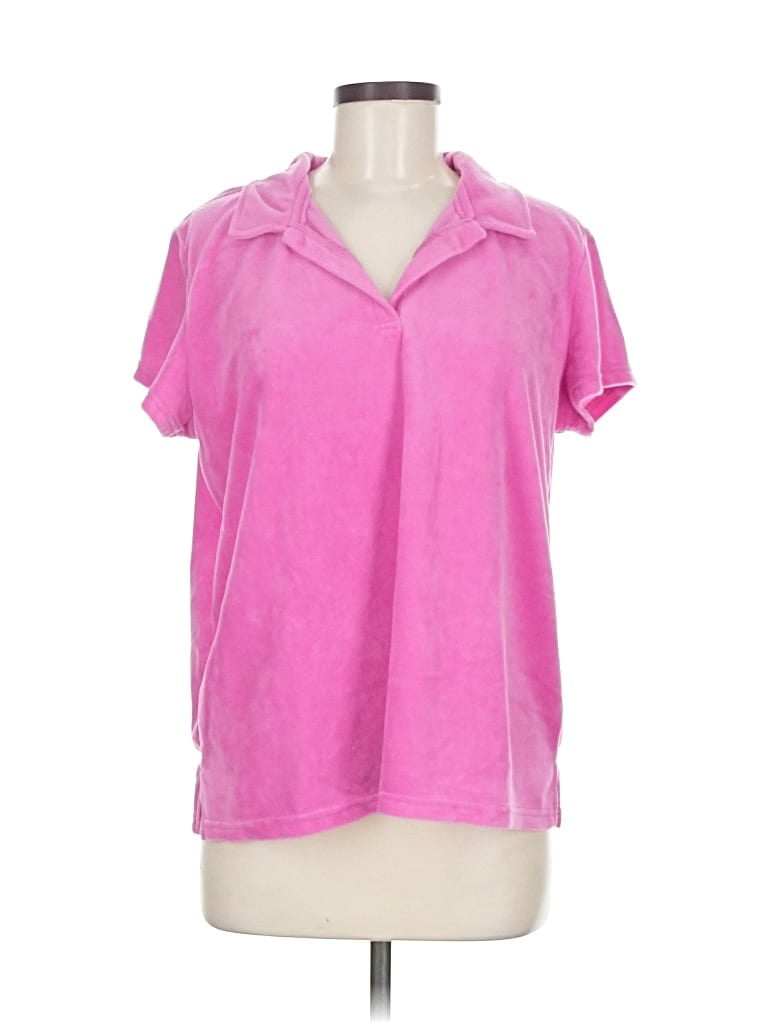 Pre-owned Muk Luks Short Sleeve Polo Shirt In Pink