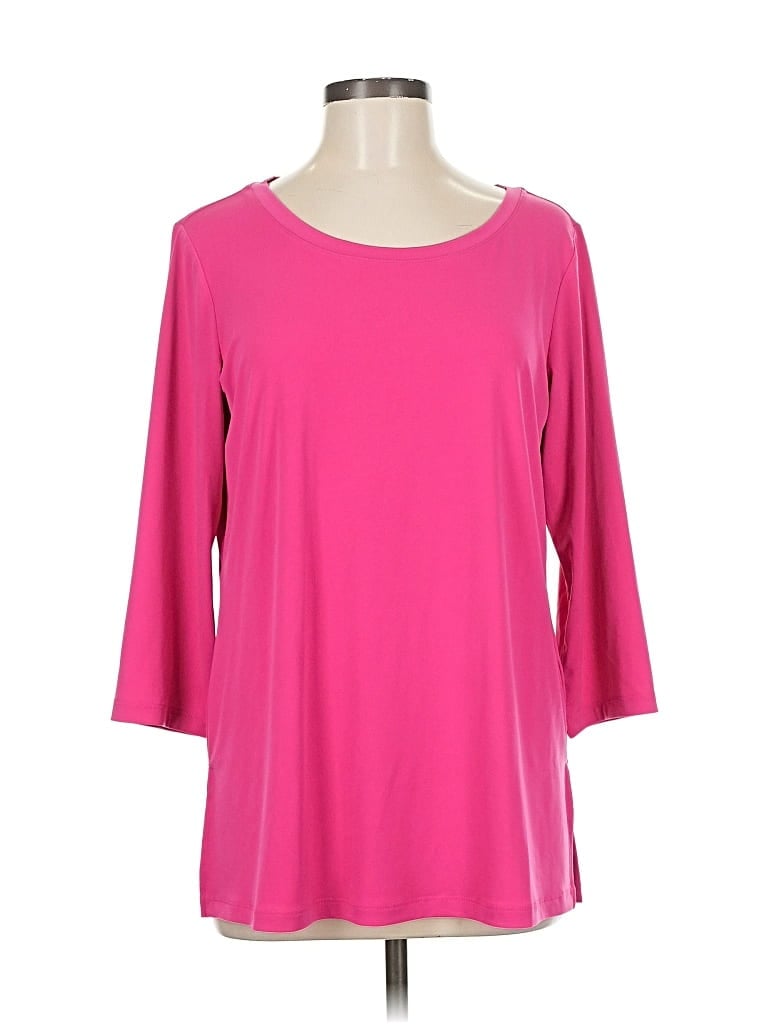 Pre-owned Susan Graver 3/4 Sleeve T-shirt In Pink