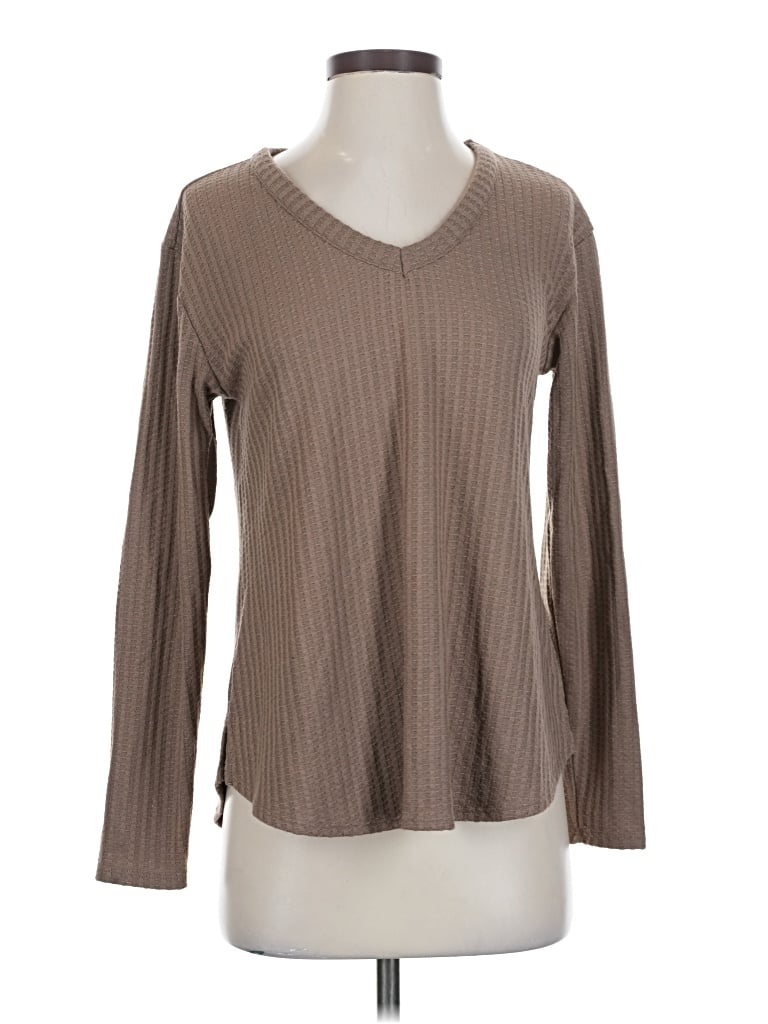Pre-owned Chaser Long Sleeve Top Brown V Neck Tops
