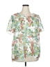 Lane Bryant 100% Polyester Floral White Short Sleeve Blouse Size 20 - photo 1