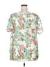Lane Bryant 100% Polyester Floral White Short Sleeve Blouse Size 20 - photo 2