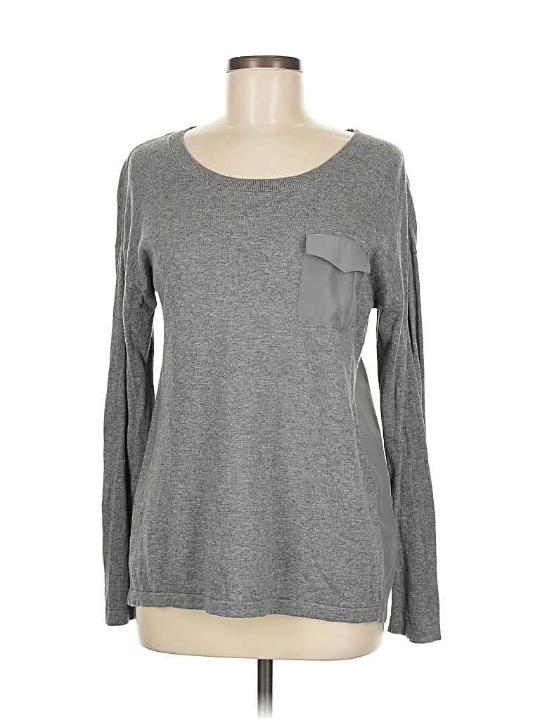 Pre-owned August Silk Long Sleeve T-shirt In Gray
