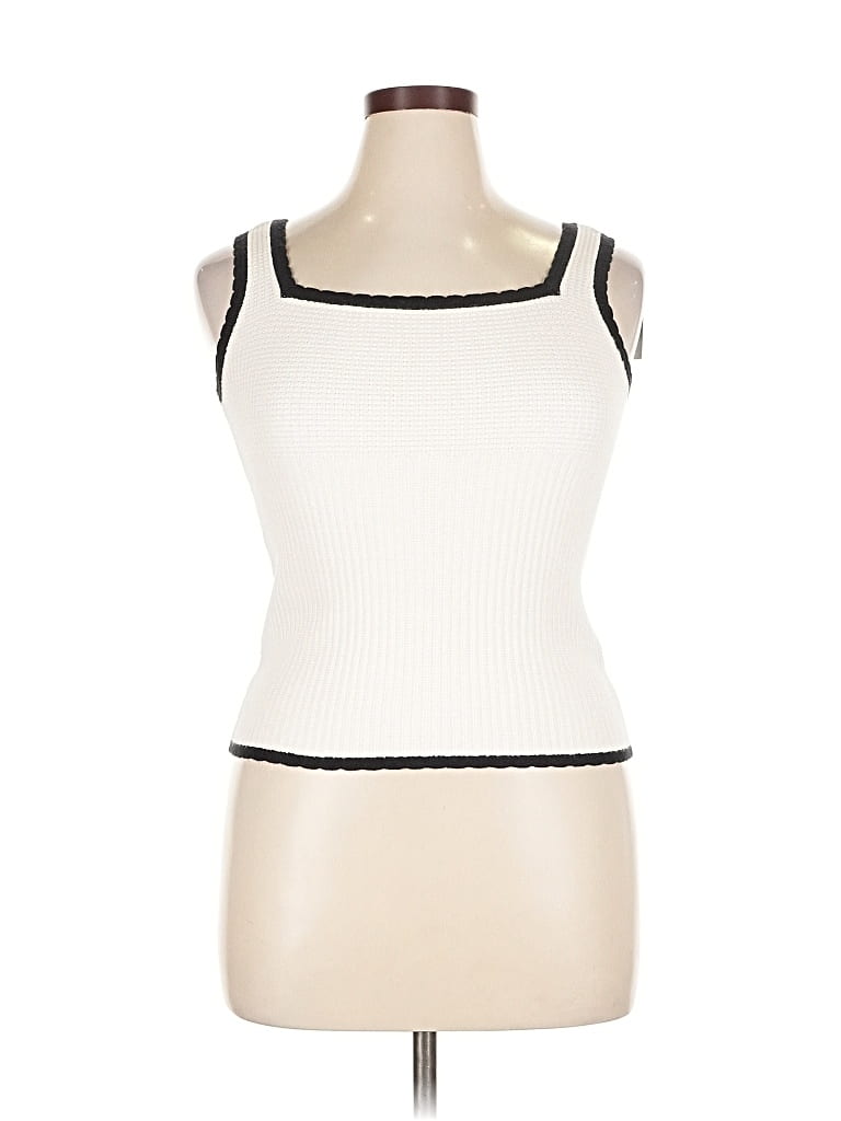 Abercrombie Sleeveless Top Ivory Square Neckline Tops In White