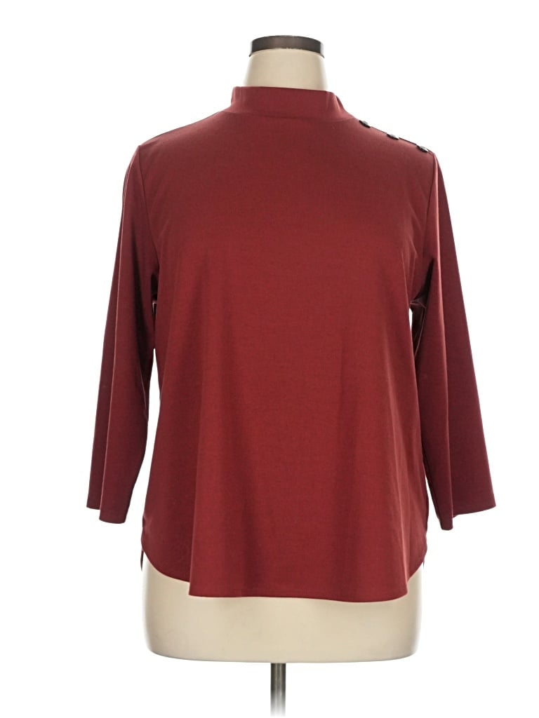 Pre-owned Van Heusen 3/4 Sleeve Top Burgundy Turtleneck Tops
