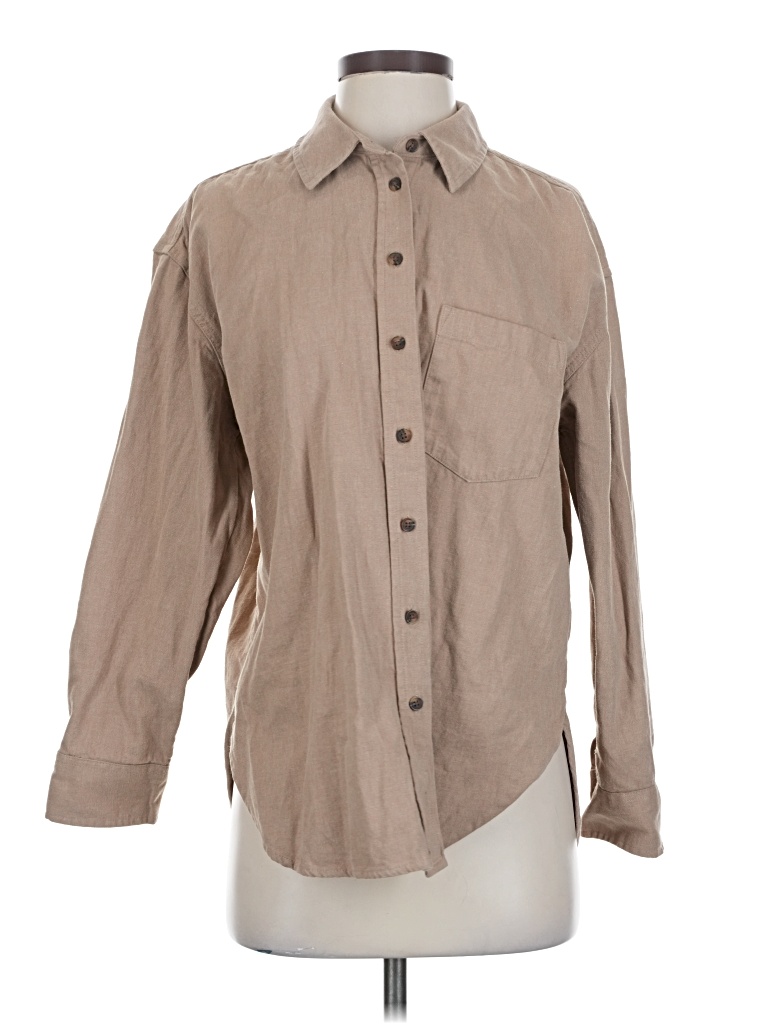 Pre-owned Universal Thread Long Sleeve Button Down Shirt In Brown