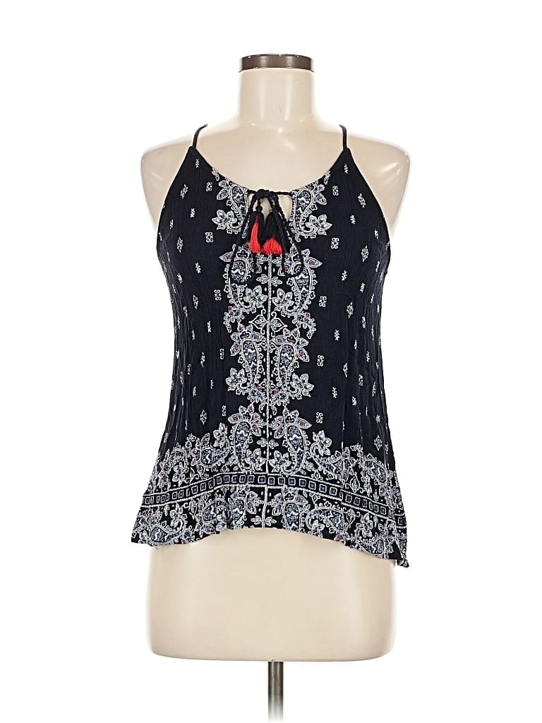 Pre-owned Luq Tank Top Blue Halter Neckline Tops