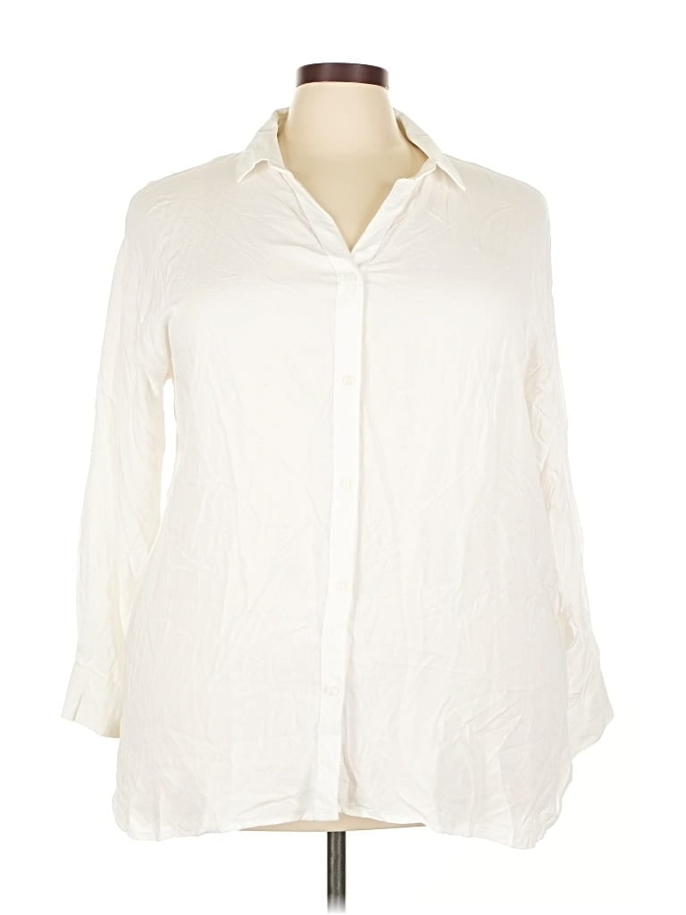 Pre-owned Tex 3/4 Sleeve Button Down Shirt In White