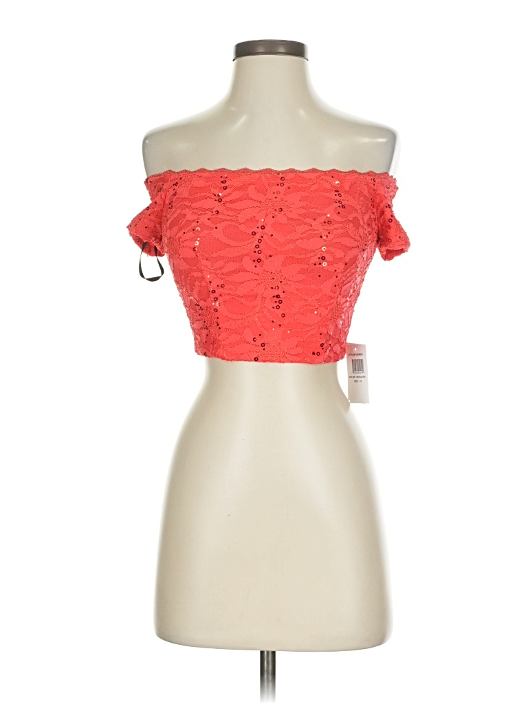 B Darlin Sleeveless Top Red Strapless Neckline Tops