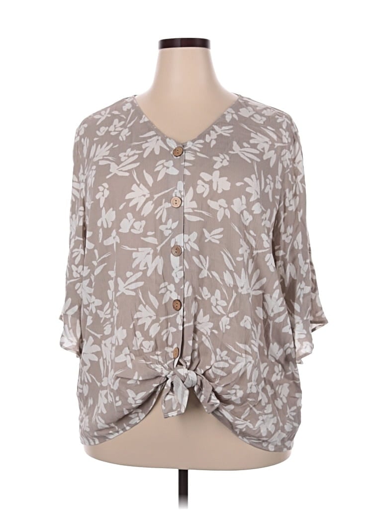 Pre-owned Ab Studio 3/4 Sleeve Blouse In Gray