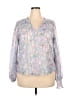 Aqua 100% Polyester Silver 3/4 Sleeve Blouse Size XXL - photo 1