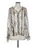 Glam 100% Polyester Silver Long Sleeve Blouse Size L - photo 1