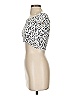 Sugar & Cream 100% Viscose Silver White Short Sleeve Top Size S - photo 5