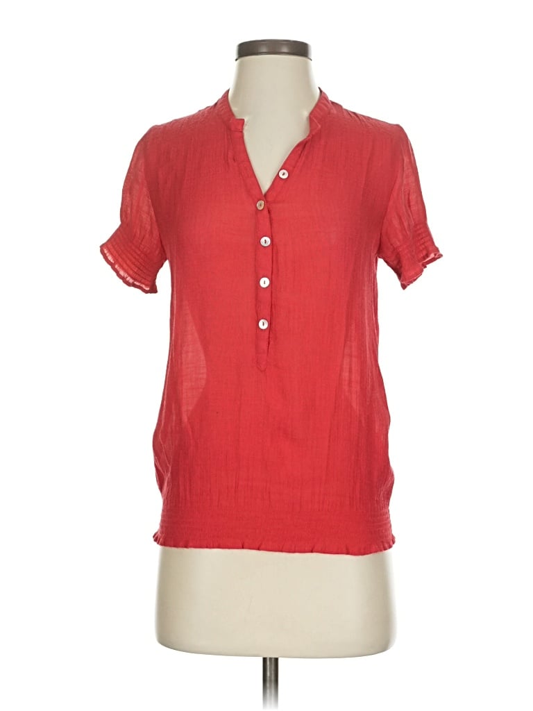 Pre-owned Dex Short Sleeve Blouse In Red