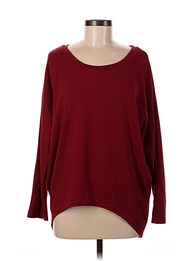 Pre-owned Zanzea Collection Long Sleeve Top Burgundy Boatneck Tops