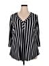 Torrid Stripes Black 3/4 Sleeve Blouse Size 2X Plus (2) - photo 1