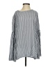 BeachLunchLounge 100% Rayon Stripes Silver Long Sleeve Blouse Size S - photo 1