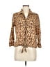 Velvet Animal Print Brown 3/4 Sleeve Blouse Size M - photo 1