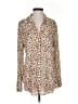 Pilcro 100% Viscose Animal Print Tan Long Sleeve Blouse Size S - photo 1