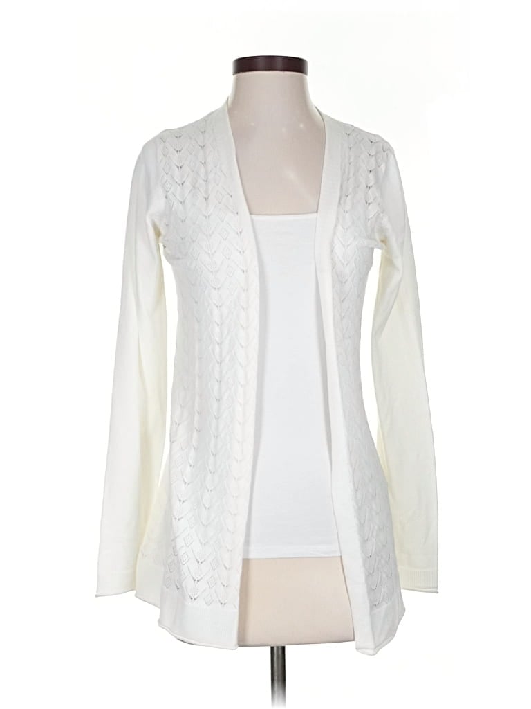 Pre-owned Lety & Me Cardigan Sweater In White
