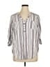 Torrid 100% Modal Stripes Gray 3/4 Sleeve Button-Down Shirt Size 1X Plus (1) - photo 1