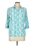 FDJ 100% Viscose Print Teal 3/4 Sleeve Button-Down Shirt Size 10 - photo 1