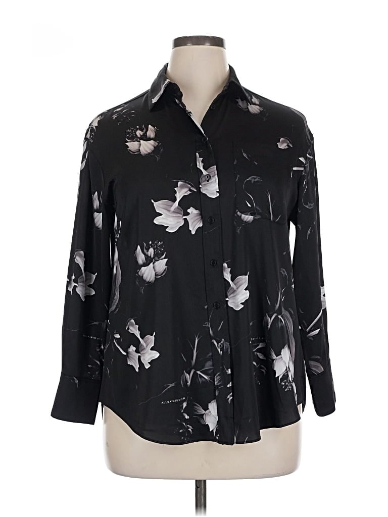 Pre-owned Allsaints Long Sleeve Blouse In Black
