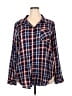 Torrid Plaid Blue Long Sleeve Button-Down Shirt Size 2X Plus (2) - photo 1