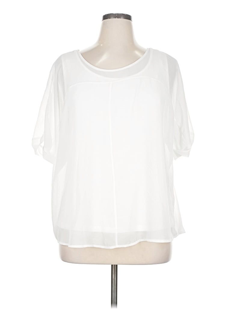 Pre-owned Worthington Short Sleeve Blouse In White