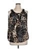 Plisse Brown Sleeveless Blouse Size XL - photo 1