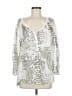 Tempo Paris Animal Print Silver Ivory 3/4 Sleeve Blouse Size M - photo 1