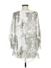 Tempo Paris Animal Print Silver Ivory 3/4 Sleeve Blouse Size M - photo 2