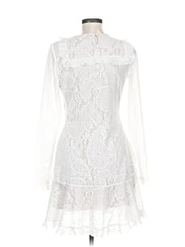 BCBGMAXAZRIA Women's Short Fit & Flare Evening Dress - One Long Bishop Sleeve, Asymmetrical Hem, Tie Front - View #12