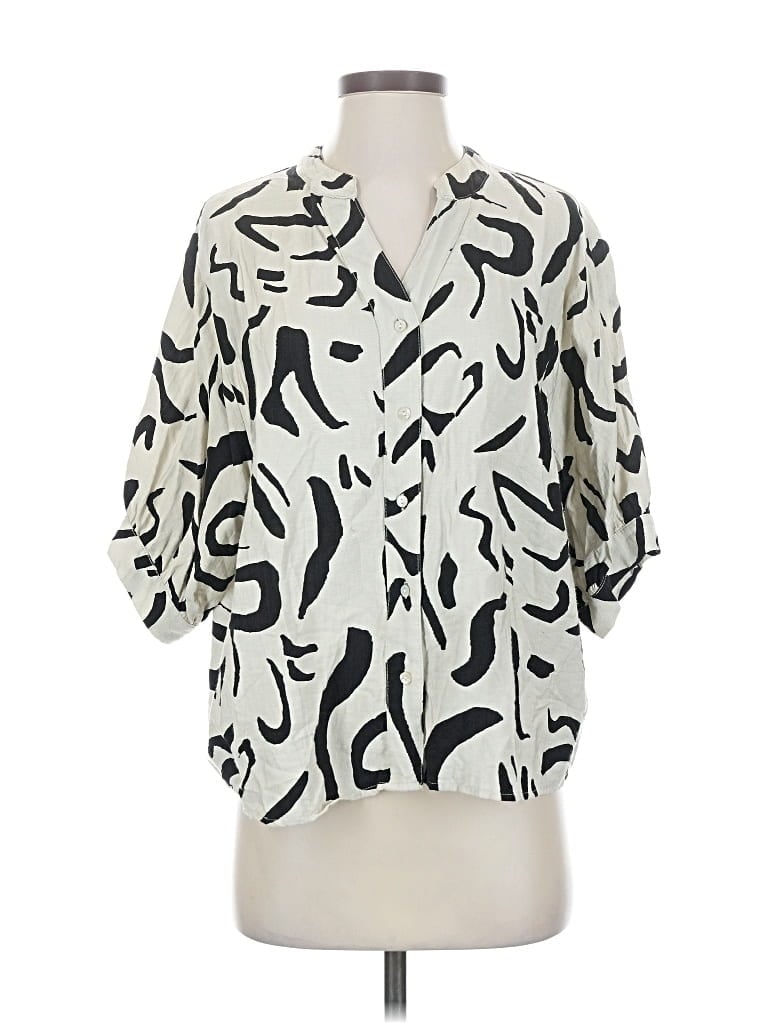 Pre-owned Vine & Love 3/4 Sleeve Blouse In Ivory