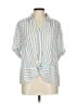 Cato Stripes Blue Short Sleeve Blouse Size L - photo 1