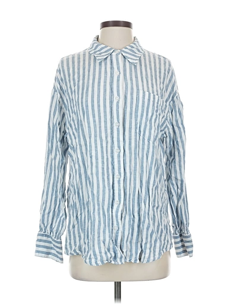 Pre-owned Marled Long Sleeve Button Down Shirt In Blue