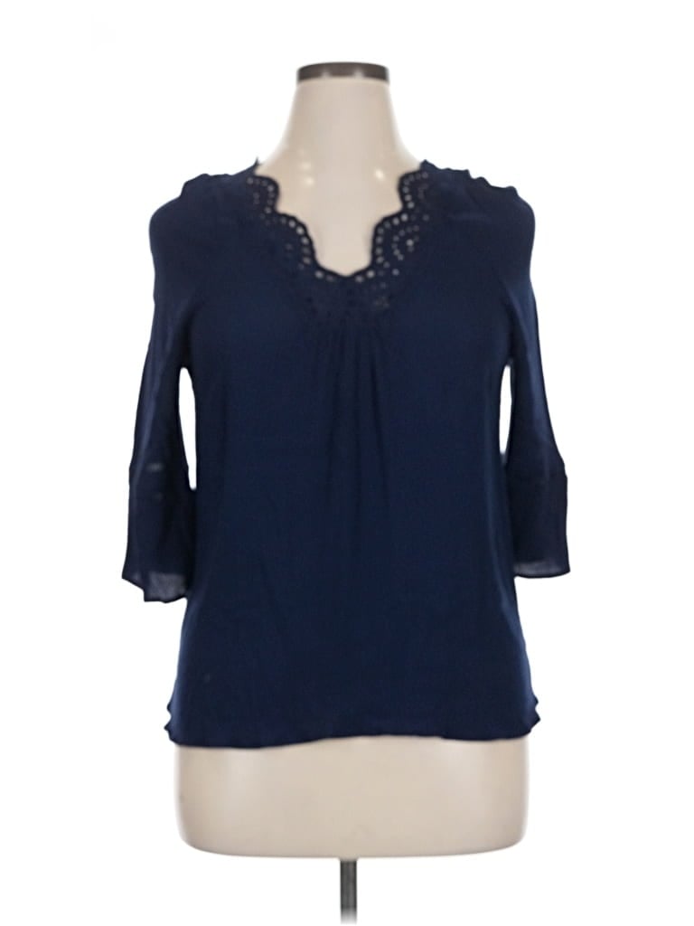 Pre-owned Pale Sky 3/4 Sleeve Blouse In Blue