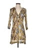 SãoPaulo 100% Polyester Print Brown Casual Dress Size 2 - photo 1