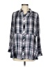 J.Jill 100% Viscose Plaid Silver Long Sleeve Button-Down Shirt Size M - photo 1