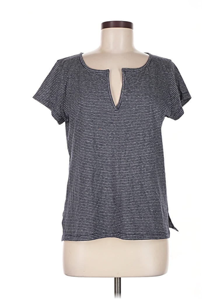 Pre-owned Jcrew Short Sleeve Top Gray Keyhole Neckline Tops