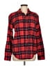 Merona 100% Cotton Plaid Red Long Sleeve Button-Down Shirt Size M - photo 1