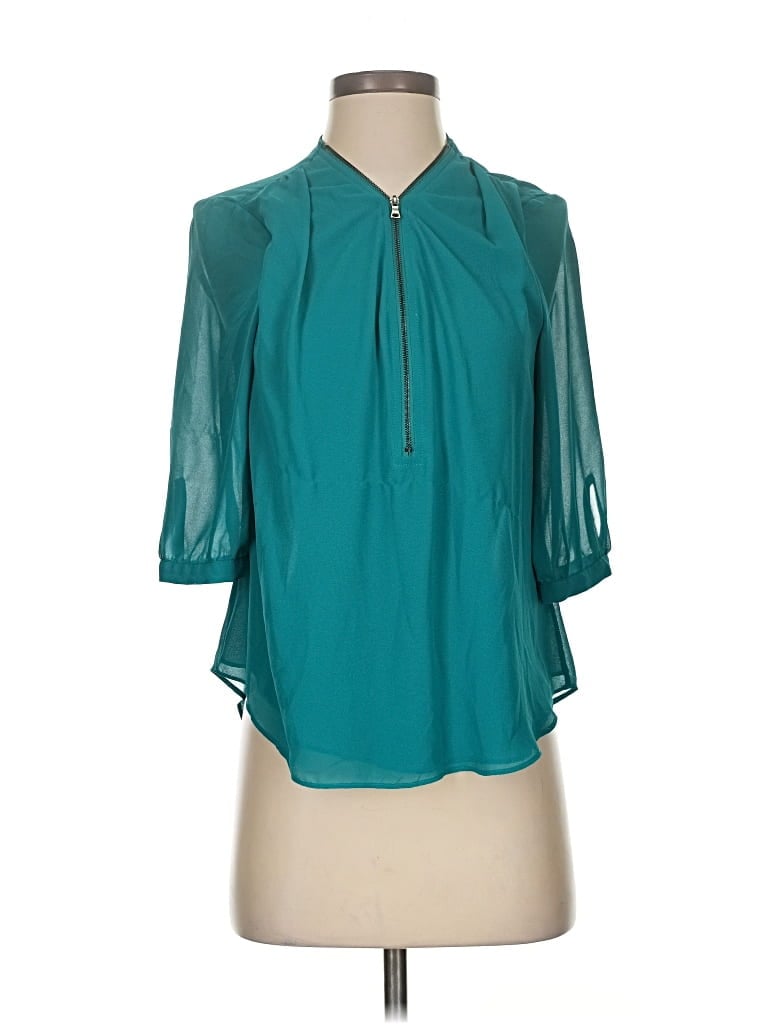 Pre-owned Naked Zebra 3/4 Sleeve Blouse In Blue