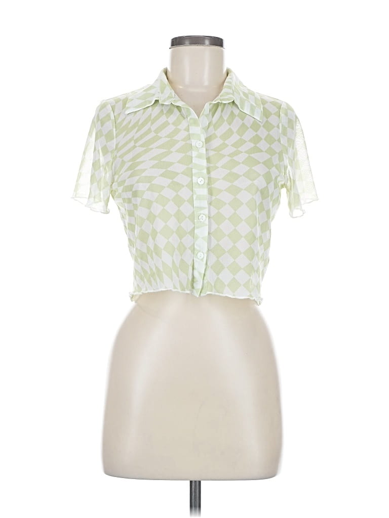 Pre-owned Altar'd State Short Sleeve Blouse In Green
