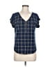 Flower & Feather Blue Short Sleeve Blouse Size M - photo 1