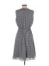 Elle 100% Polyester Checkered-gingham Gray Black Casual Dress Size S - photo 2