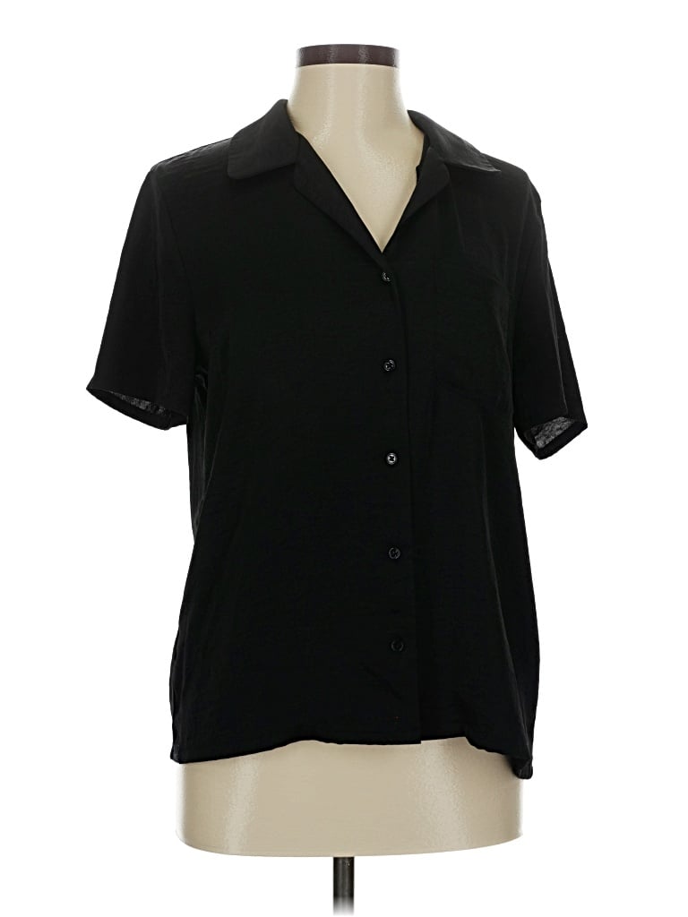 Pre-owned Barefoot Dreams Short Sleeve Blouse In Black