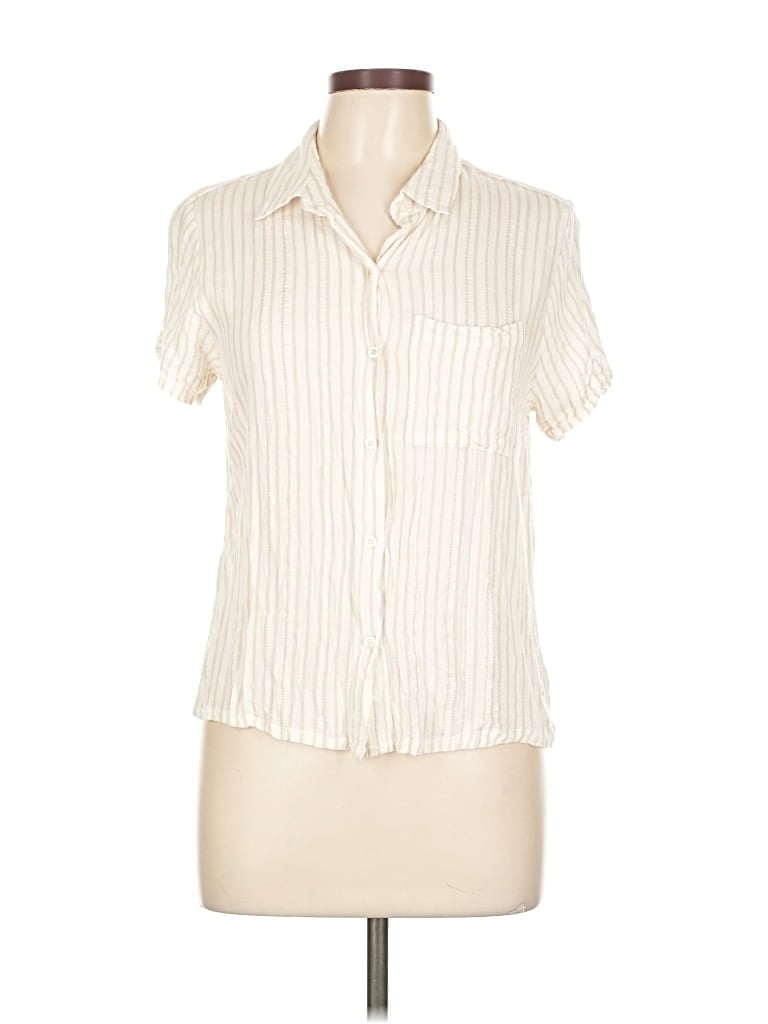 Pre-owned Japna Short Sleeve Blouse In White
