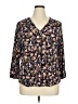 TWO by Vince Camuto Floral Black Gray 3/4 Sleeve Blouse Size XL - photo 1