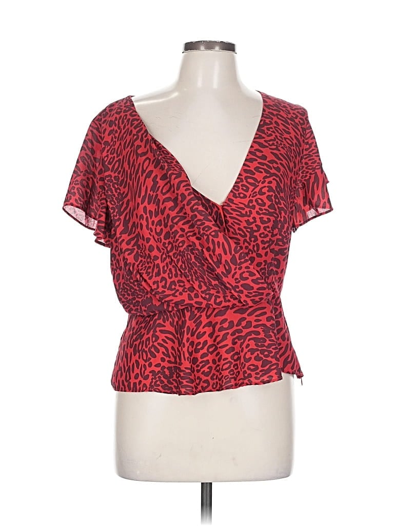Pre-owned Fame And Partners Short Sleeve Blouse In Red