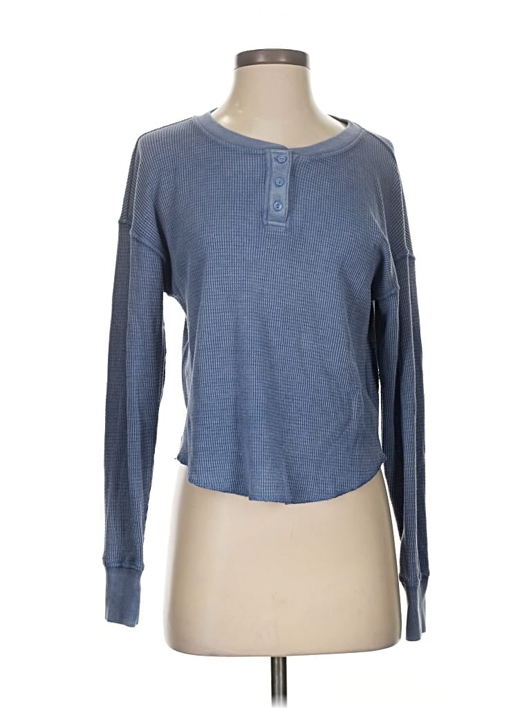 Pre-owned Gap Body Long Sleeve Henley Shirt In Blue