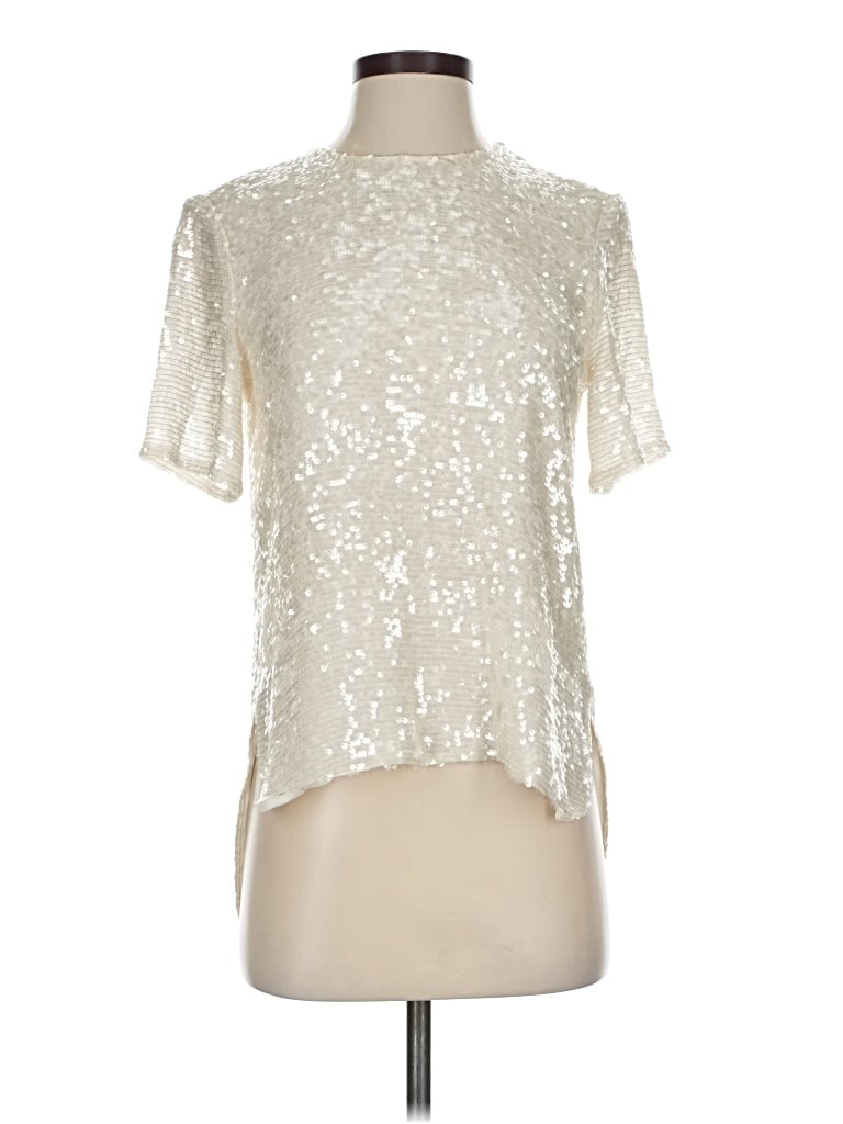Pre-owned Adam Lippes Short Sleeve Blouse In Silver